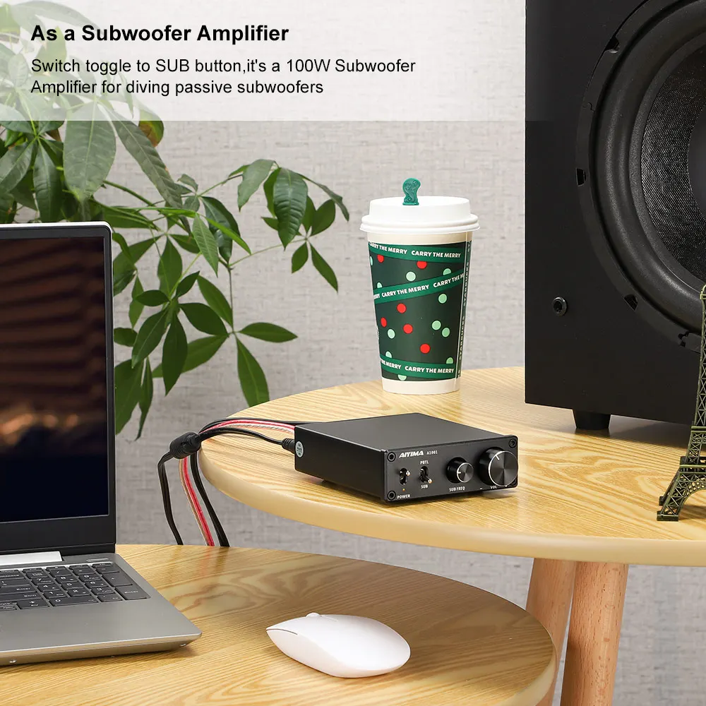 Amplificador de Áudio Aiyima Subwoofer Amplificador Mono Som Digital Classe d Casa Freqüência Completa Potência Tpa3116d2 100w - Image 5