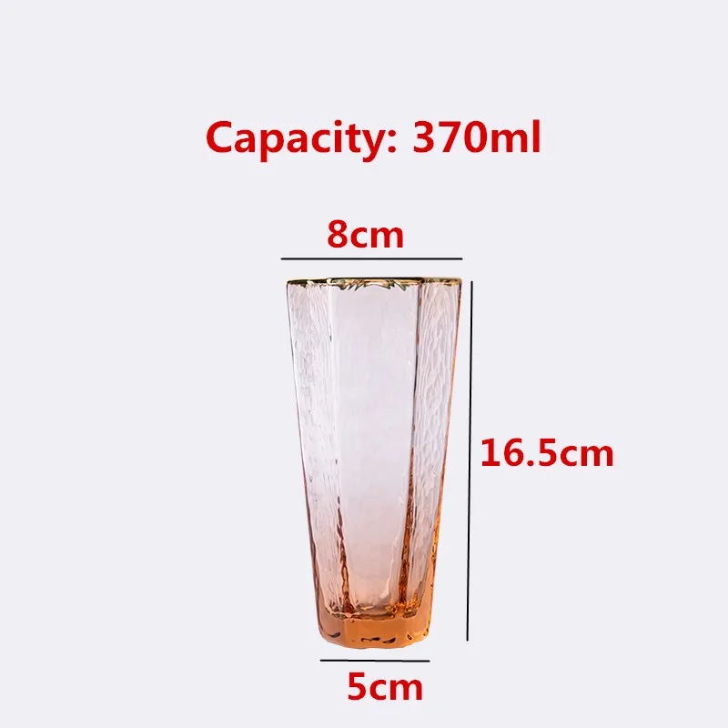 Tall-370ml Янтарная шестиугольная стеклянная кружка для виски с золотым ПЗУ для стакана для коктейля чашки бокал для шампанского вечерние бокалы для вина элегантные для бара паба подарки - Цвет: Tall-370ml
