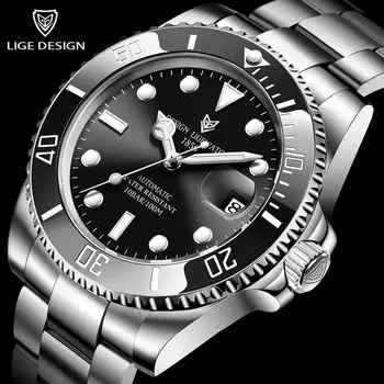 

2020 LIGE Watch Men Automatic Mechanical Tourbillon Clock Fashion Sapphire Glass 316L Steel 100 Waterproof Watches NH35 Movement