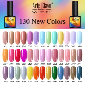 

Arte Clavo Gel Nails Soak Off UV Gel Varnish Nail Art Decoration 130 colors Top Base Coat Long Lasting Pure color nail Varnish