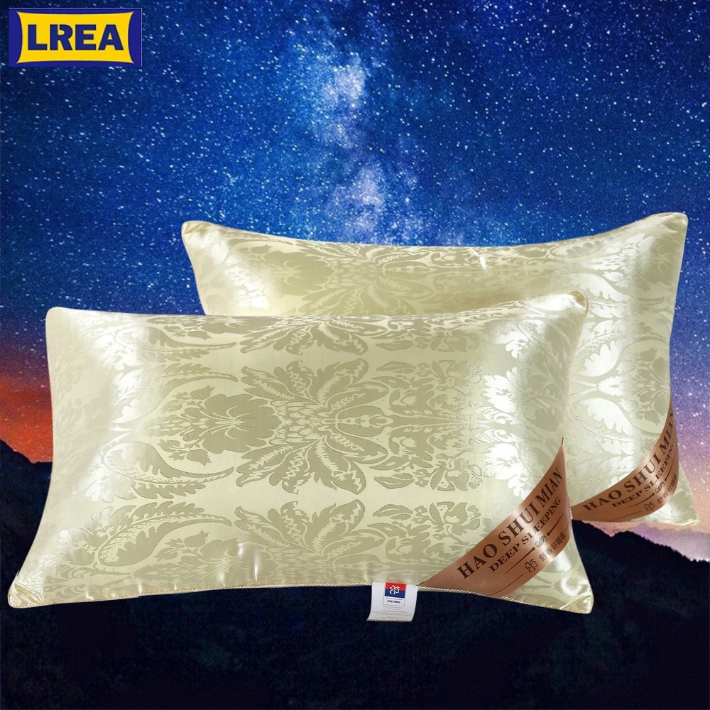 

LREA 2PCS/lot Mulberry Silk Pillow /Five-Star Hotel/ Feather Silk/Zero Pressure pillow Neck Health For bedding