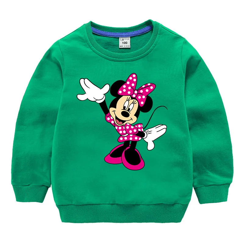 Детский свитер с 2 узорами осенне-зимняя хлопковая одежда Минни для маленьких девочек Спортивная футболка с длинными рукавами с изображением Эльзы футболка - Цвет: Minnie 4