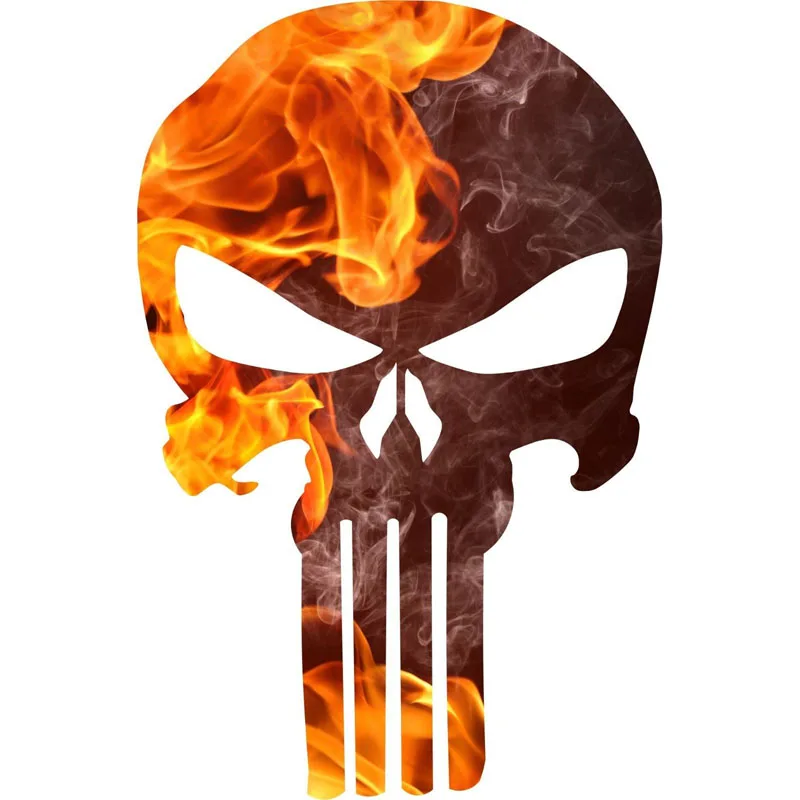 

DAWASARU Fire Flame Reflective Decorative Car Sticker Vintage Sugar Skull Weird Car Window Lnterest Reflective Sticker 10CMX16CM