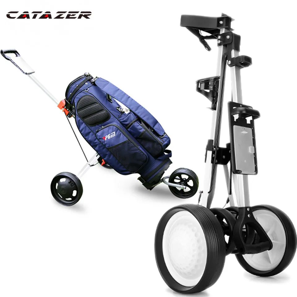 Professional Folding Golf Bag Trolley Outdoor Sports Travel Airport Baggage Check Carrier Cart Stroller Golf Pitch Tool Supplies