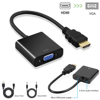 

HDMI to VGA Adapter Video Audio with AUX 3.5mm Connector Cable Adapter Converter 1080P For PS3 XBOX HDTV