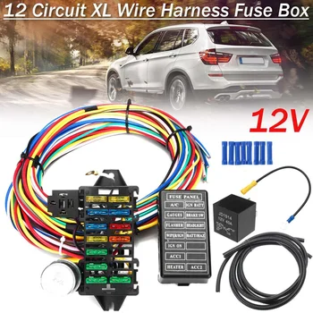

12 Circuit Universal Wiring Harness 14 Fuse 12V Muscle Car Hot Rod for Street Rod XL Wires