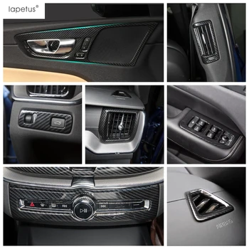 

Lapetus Carbon Fiber Look Interior Refit Kit For VOLVO XC60 2018 - 2020 Window Lift Button / Inner Door Handle Bowl Cover Trim