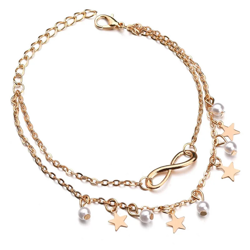 Fashion Hot Feet Good Luck 8 Word Pearl Jewelry Handmade Beaded Set Anklet Female 1pcs | Украшения и аксессуары