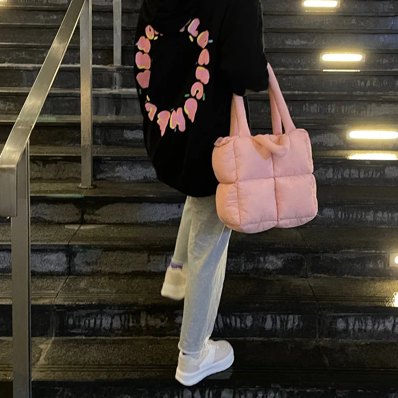 Winter Women Plaid Tote Bag and Shoulder Bags