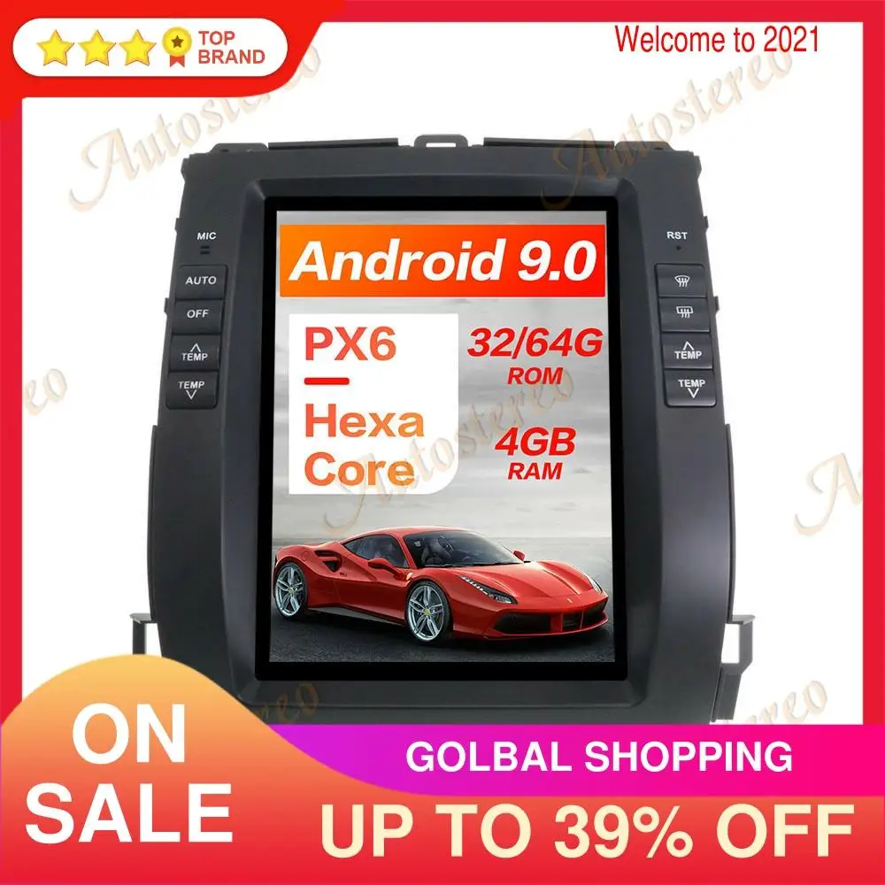 Автомагнитола в стиле Tesla Android 9 0 4 + 64 ГБ GPS навигация для Lexus GX470 2002 2009 автомагнитола