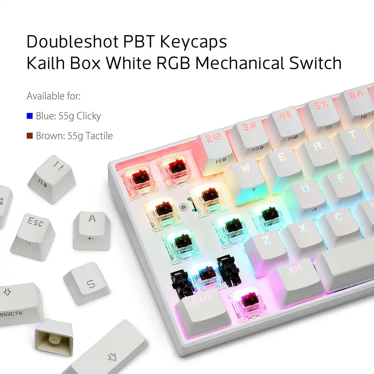 Anne Pro 2 клавиатура bluetooth 4,0 type-C 60% RGB 61 клавиша Механическая игровая клавиатура красный синий коричневый переключатель Gateron