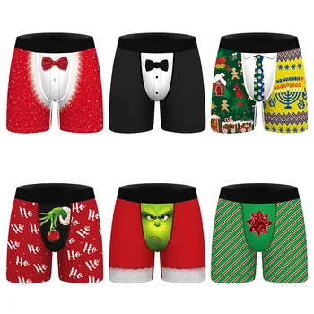 

2020 New Fashion Men Christmas 3D Printing Underpants Winter DIY Underwear Clothing