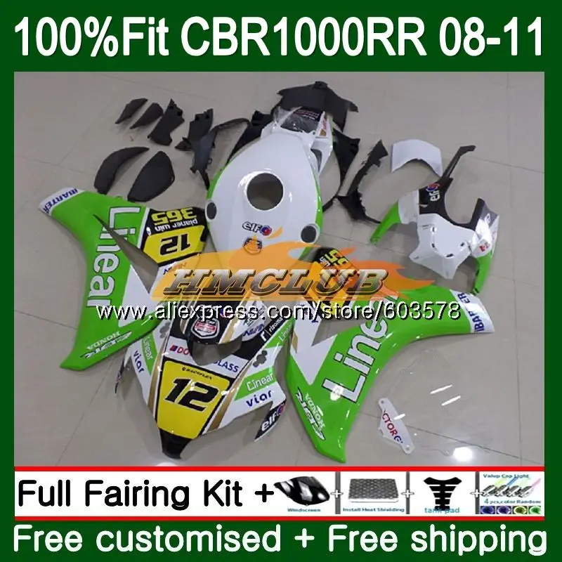 Литья под давлением для HONDA CBR1000 RR CBR 1000 RR 2008 2009 2010 2011 79CL. 46 CBR 1000RR CBR1000RR 08 09 10 11 зеленого и белого цветов обтекатель oem