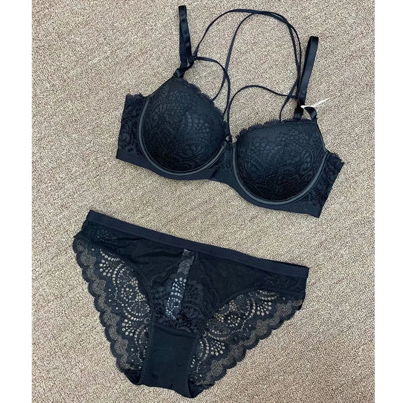 

Women's sexy deep V underwear upper thinner thick soft steel ring comfortable breathable bra upper support gather bra set WT078