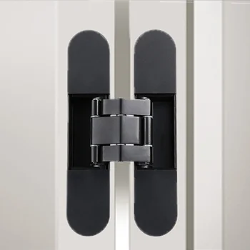 

Hidden folding self closing hinge Three-dimensional adjustable hidden wooden door 180° opening invisible gate fittings hinge