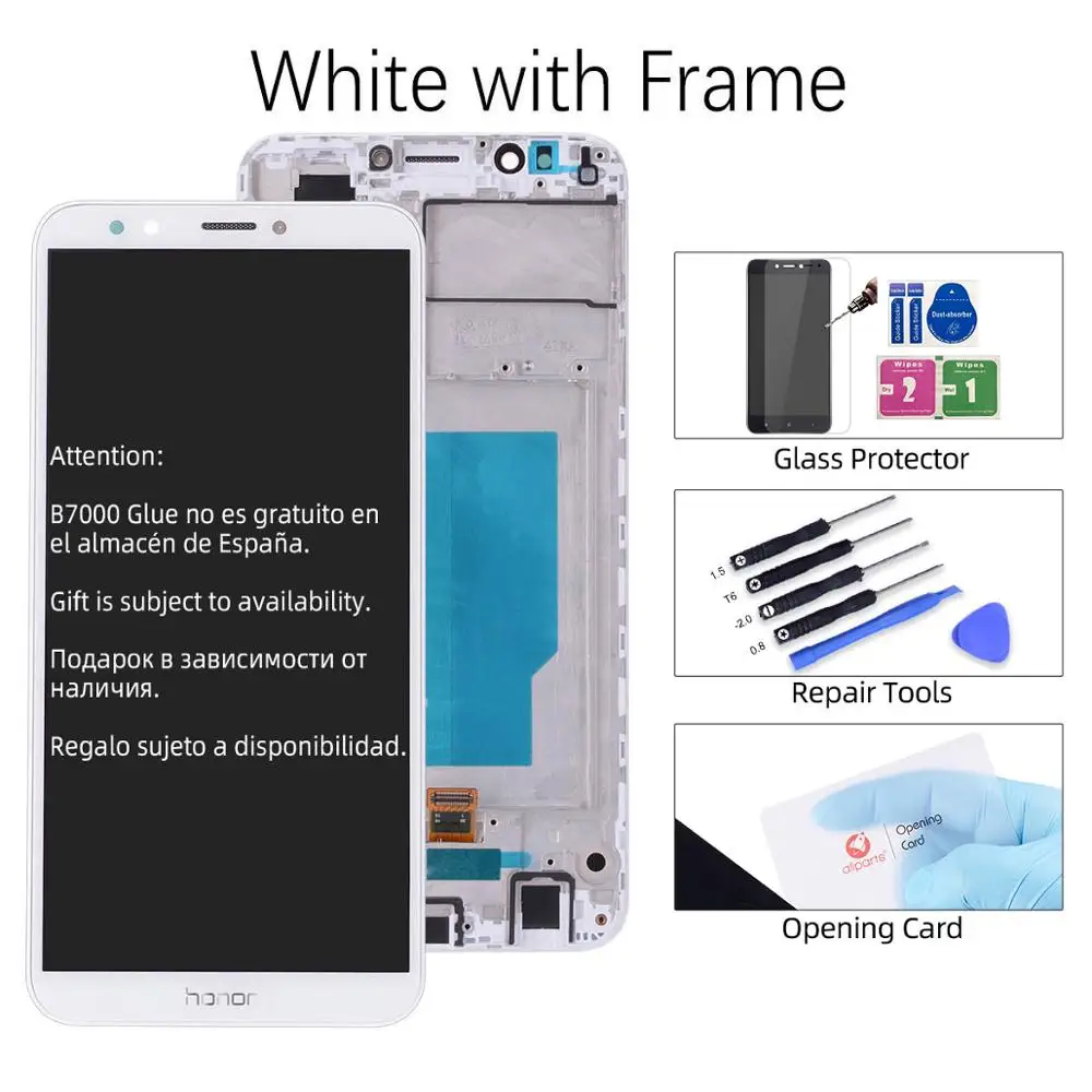 Дисплей для Huawei Honor 7C 7C Pro LCD в сборе с тачскрином на рамке 5.99'' черный белый - Цвет: White with Frame