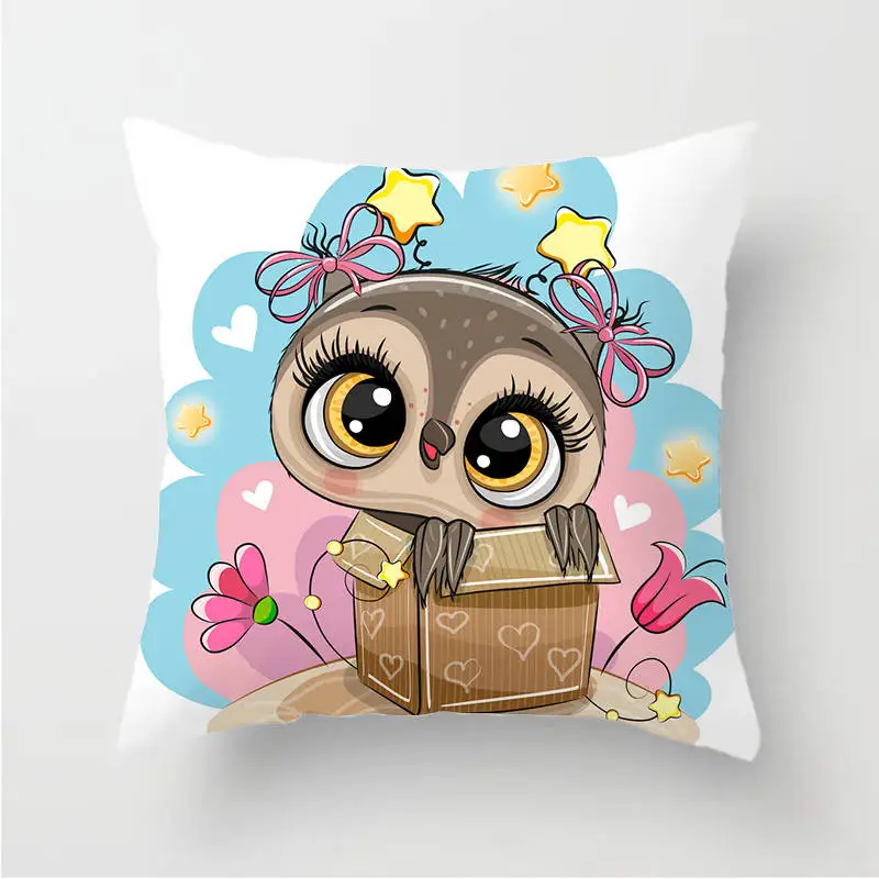 Owl Decoration Cushion Cover Polyester Throw Pillow Case Cover Decoration Pillowcases Decorative Pillows Cover TP136