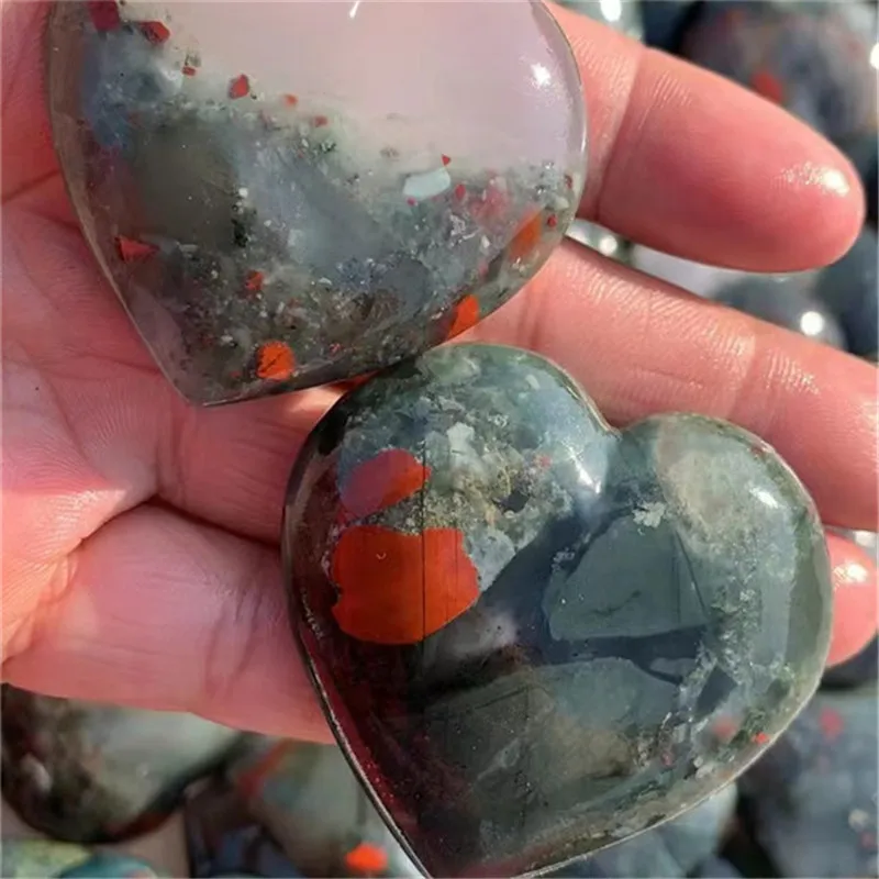 Hot Selling Hand Carved Crystals Crafts Gemstone Natural Bloodstone Heart Shaped Stones For Buyer 5