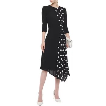 

new spring and summer 2020 women's clothing collar temperament of 7 minutes of sleeve spell wave some long dress