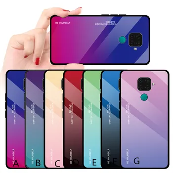 

10pcs/lot Gradient Painted Tempered Glass Back Protector Phone Cover Case For Huawei Honor 9X Pro Nova 5i 5 Pro Mate 30 Lite