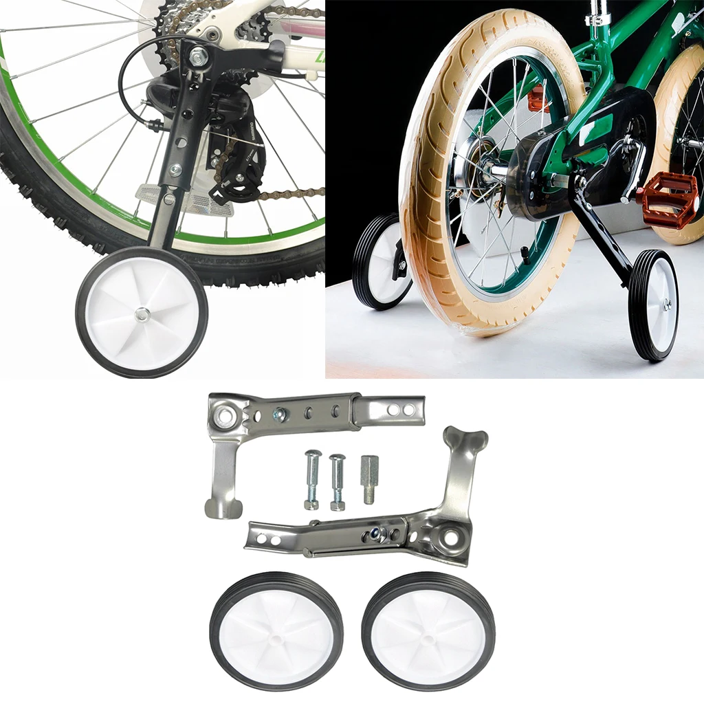 Pair Training Wheels Kids Bike Learning Rear Wheel Trainer Bicycle Stabilizers Mounted Kit Fits for 16-22'' Wheel