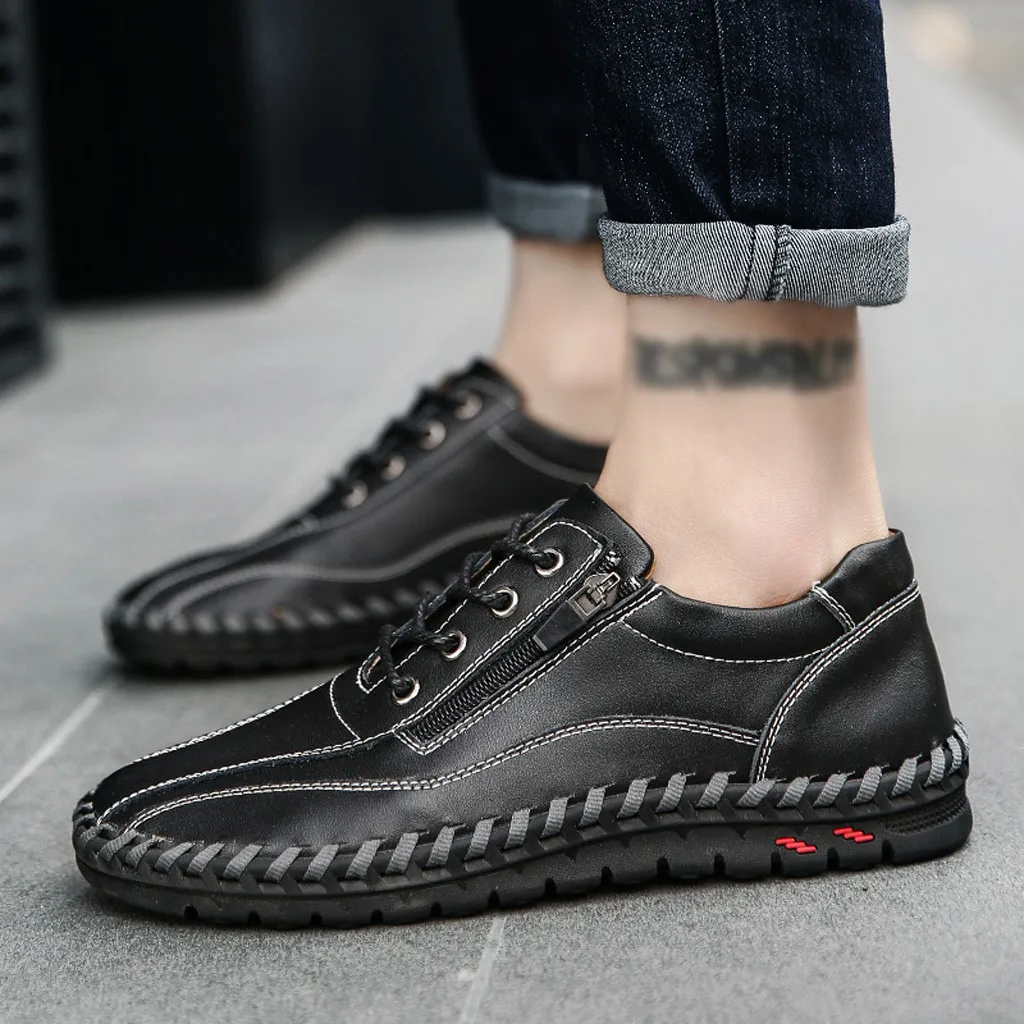 

2019 Spring Autumn Casual Shoes Men Quality PU Leather handmade vintage Versatile Male boot Trendy Sneaker hombres plus sizes 48