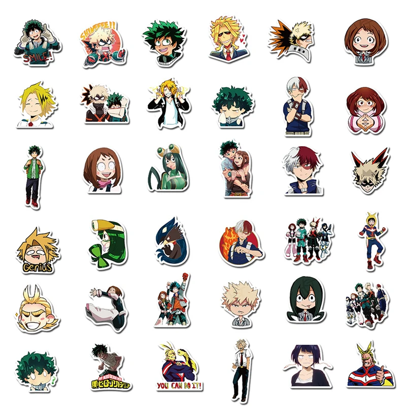 10 30 50pcs my hero academia suitcase stickers laptop skateboard izuku midoriya might boku no hero academia anime sticker stickers aliexpress