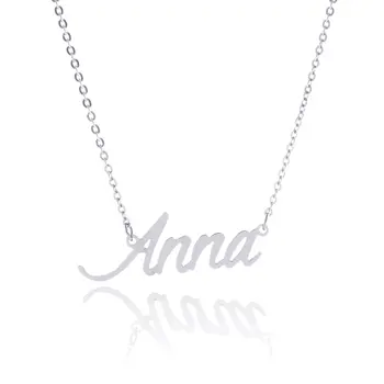 

New Personality Hot Simple Silver Color Personalized Name Stainless Steel Customized Metal Cut Necklaces Custom Wedding Jewelry