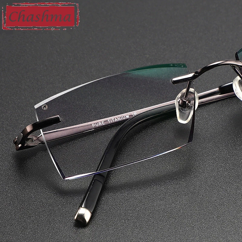 Occhiali da vista in titanio con lenti scure occhiali da vista da uomo in  vetro tinta di lusso occhiali da lettura per miopia montatura senza  montatura con taglio a diamante|Men's Eyewear Frames| -