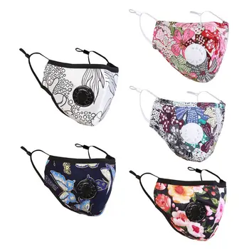 

Reusable Adults Cotton Printing Mouth Mask with Breathing Valve Replaceable Filter Activated Carbon Respirator