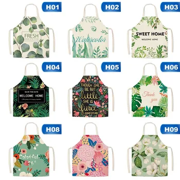 

Kitchen Aprons Women Men Tropical Monstera Cactus Cotton Linen Aprons Home Cooking Baking Cleaning Accessories