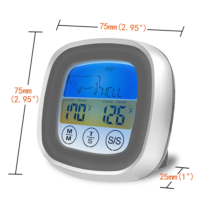 

Remote Thermometer For BBQ Oven Cooking Kitchen Food Digital Display Touch Thermometer