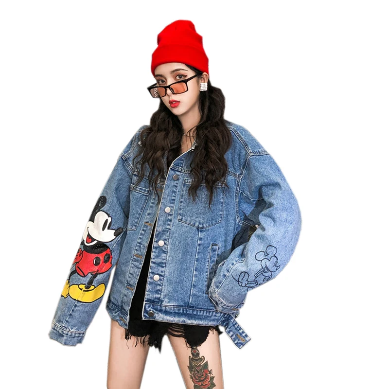 Most effective 2019 New Harajuku Autumn Jacket Jean Top Oversized Cute mickey Cartoon Printed Denim Jacket Streetw