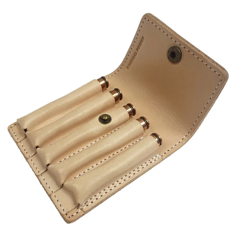 

5 Round Tactical Ammo Holder Thick Leather Cartridges Shells Pouch Rifle Bullet Wallet Carrier Hunting Gun Accessorries