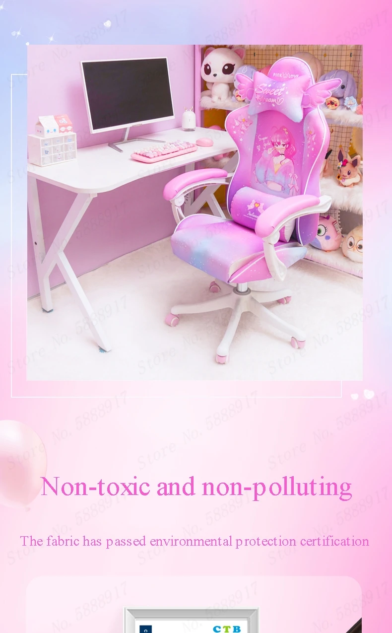 2021 New Lovely pink Maiden computer chair students gaming chair silla girl ESports chair Anchor home Live Rotating Chair