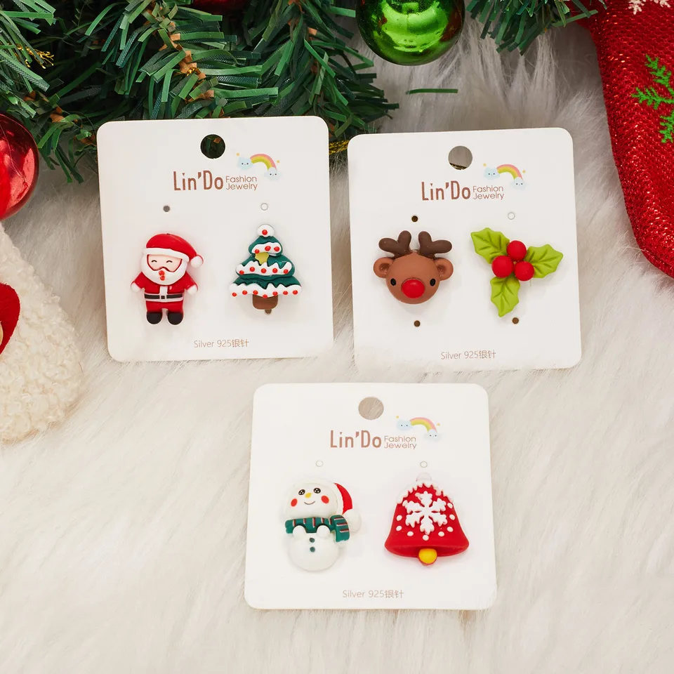 Set 8 Paia Orecchini Natalizi | Resina E Acciaio, Forma Di Albero, Babbo Natale, Pupazzo Di Neve | Gioielli Donna