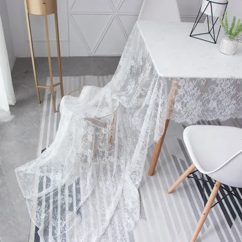 

Hot Elegant White Lace Table Cloth Wedding Decor Translucent Table Cover Embroidered Tablecloth Tea Table Cloth Home Table Decor
