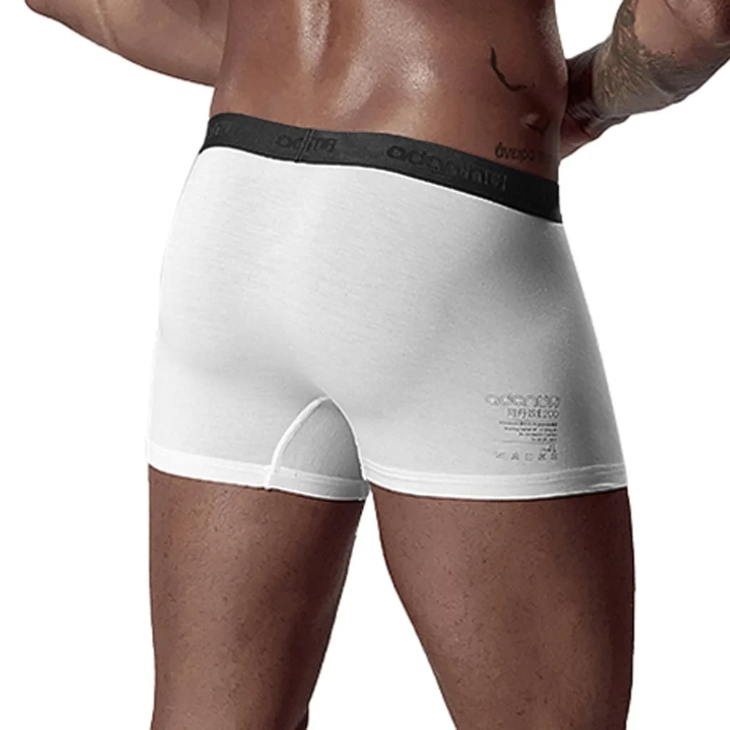 Male Underwear Elastic Wide Belt Men Underpant Solid Cotton Panties Model Boxer Sexy Plus Size Boxer#4