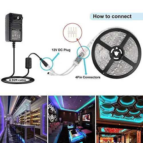 RGB Светодиодная лента 5 м водонепроницаемый светодиодный, неоновый свет 5050 DC12V 30 светодиодный s/m гибкий осветительный ленточный контроллер адаптер Набор