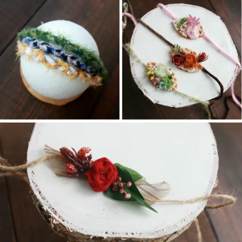 Newborn Photography Prop Weaving Baby Headband Infantil Photo Hairband Floral Headwear Baby Shoot Accessories Retro Headdress