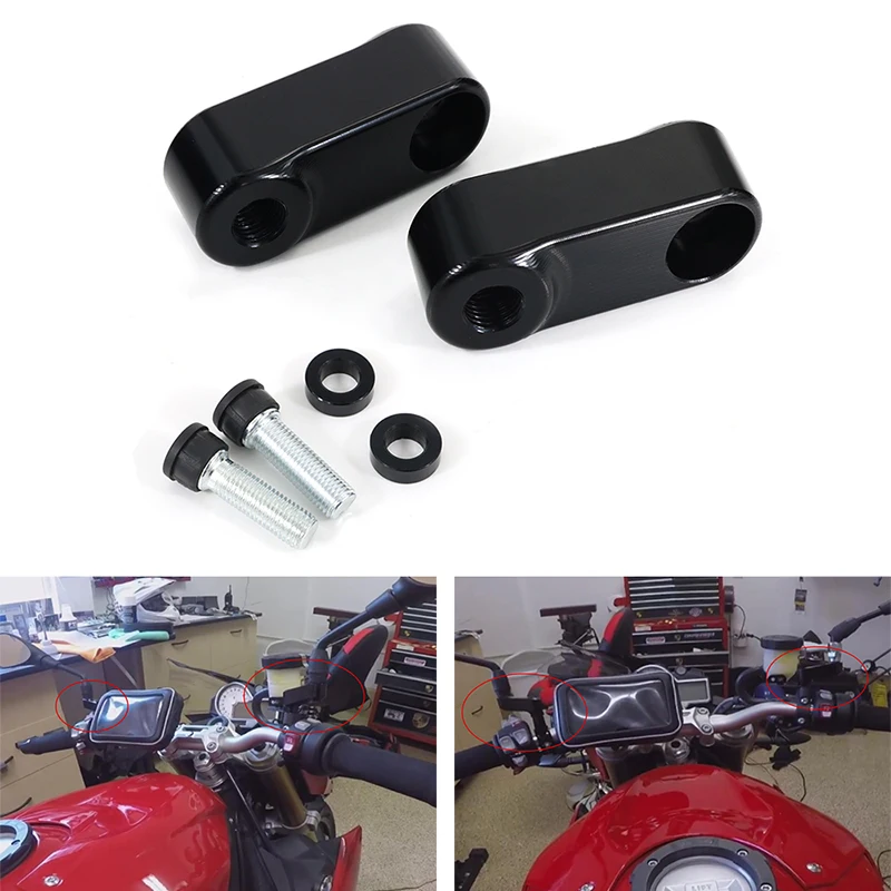 Misura Per Ducati 600 Monster 750 Monster S2R Specchi Retrovisori Estensione Riser Prolunga Adattatore M10X1, 25 Estensione Riser Specchio