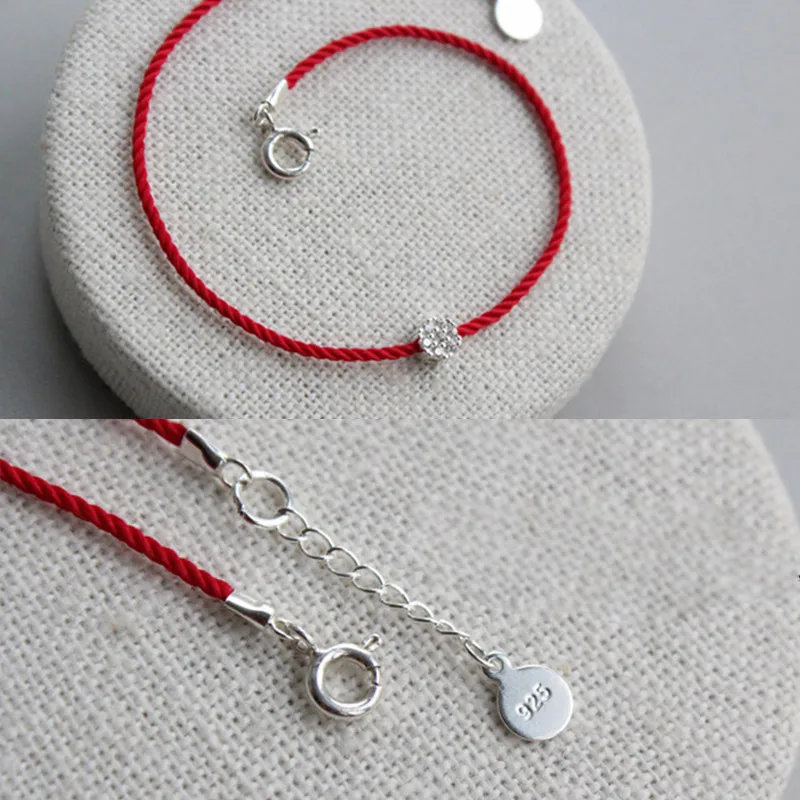 925 пробы Серебряный цветок браслеты ручной работы красная линия веревочная нить очаровательные браслеты для женщин пара модные ювелирные изделия