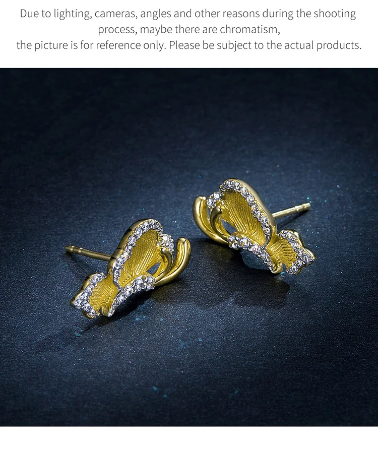 Bamoer, Летающая бабочка с цветком, 4 шт., ожерелье, серьги-гвоздики и кольцо, ювелирные наборы, 925 пробы, серебро, свадебные ювелирные изделия ZHS155