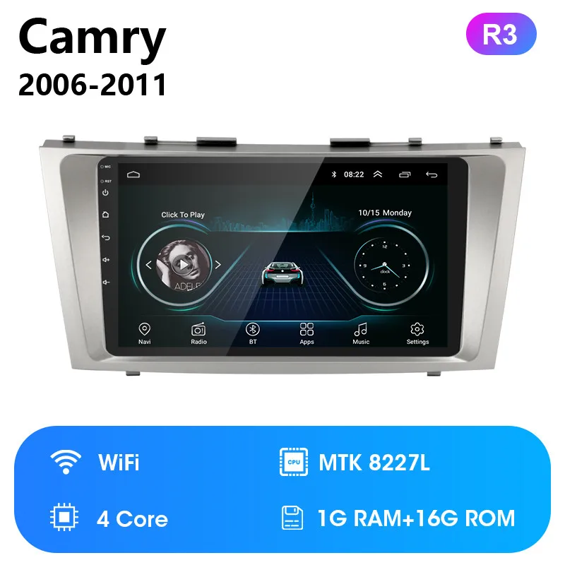 Автомобильный мультимедийный плеер Vtopek Android 2 din, Автомагнитола для toyota camry 2006-2011, gps навигация, DSP, стерео, 4G, сетевая головная установка - Цвет: R3