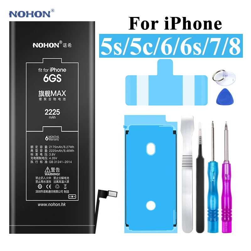 Comprar NOHON batería para iPhone 6 De Apple 6S 5S 7 8 iPhone6S 1700mAh ~ 2265mAh de alta capacidad de la batería + herramientas para iPhone 6S 6 5S 7 8