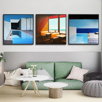 

A Bigger Splash Artist Custom Fresh with swimming pool Home Decoration Poster Prints Wall Canvas Art For Living