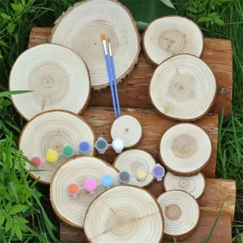 

Color background wall display stump round wood log diy works round wood block round wood board graffiti painting