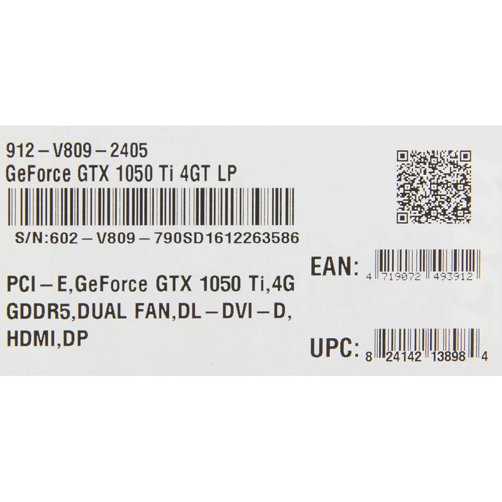 Видеокарта MSI PCI-E GeForce GTX 1050 Ti 4GT LP NV GTX1050TI 4096Mb 128b GDDR5 1290/7008 DVIx1/HDMIx