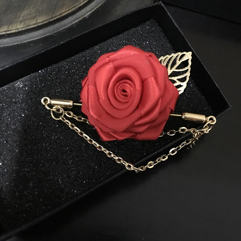Flower Brooches Для мужчин Для женщин Ленточки нагрудные галстук-бабочка на булавке брошь на свадьбу, костюм вечерние пальто куртка сплав розы Цепи Броши со стразами для корсажа - Цвет: Flower Brooches