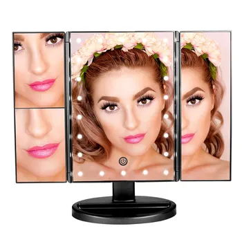 

LED Touch Screen 22 Light Makeup Mirror Table Desktop Makeup 1X/2X/3X Magnifying Mirrors Vanity 3 Folding Adjustable Mirror